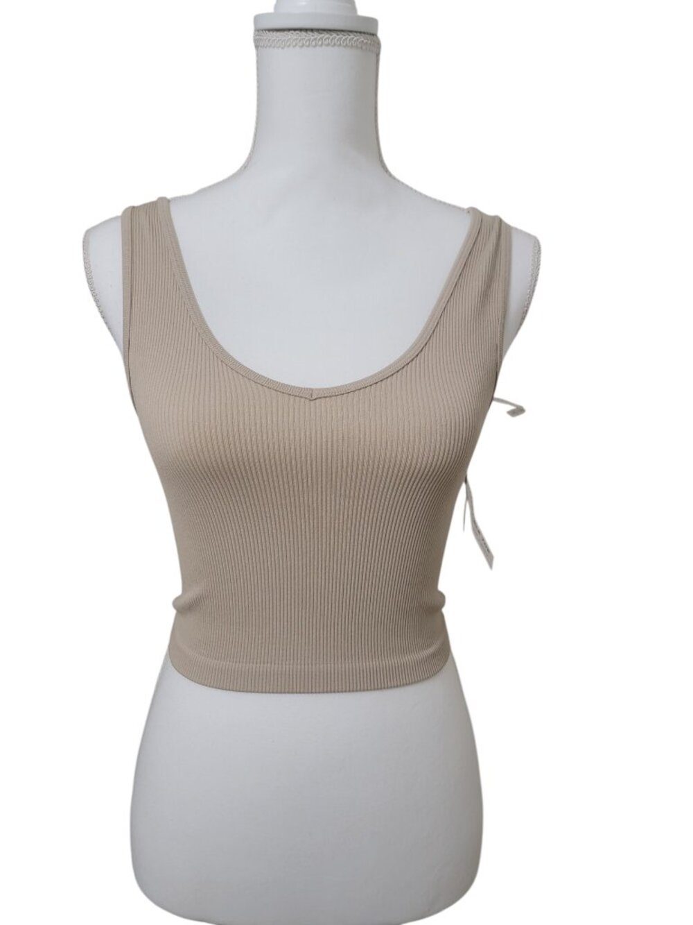 Aeropostale Size S Light Beige Crop Tank "Wear it 2 Ways - Front or Back", NEW.